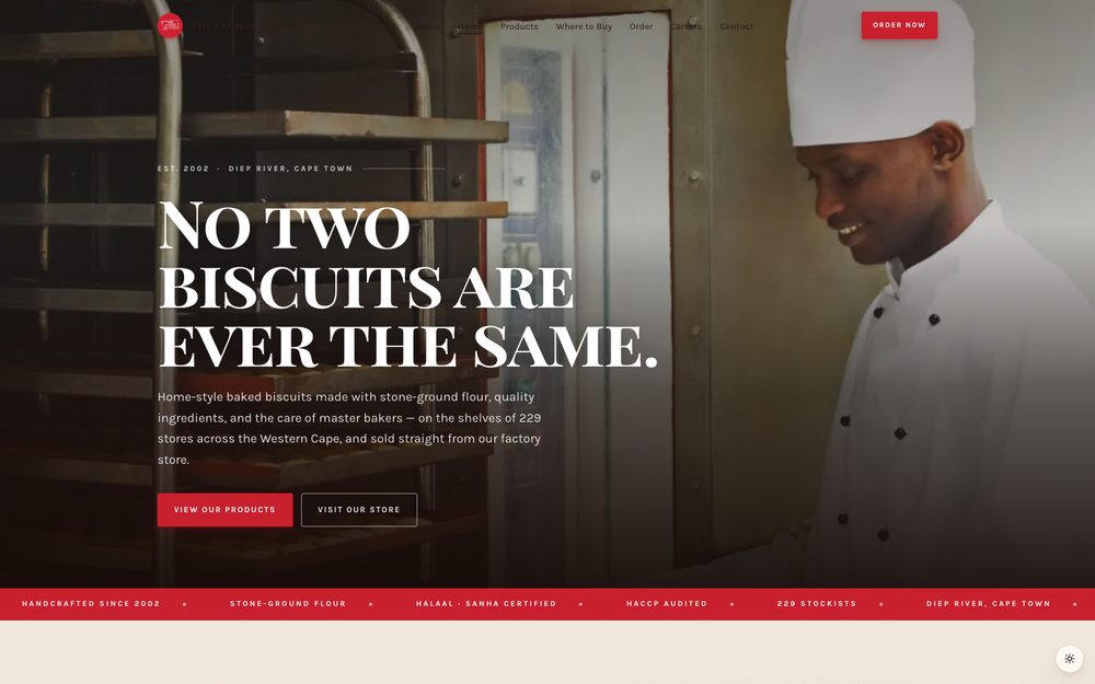 The Cookie Factory homepage, a bakery in Cape Town, South Africa